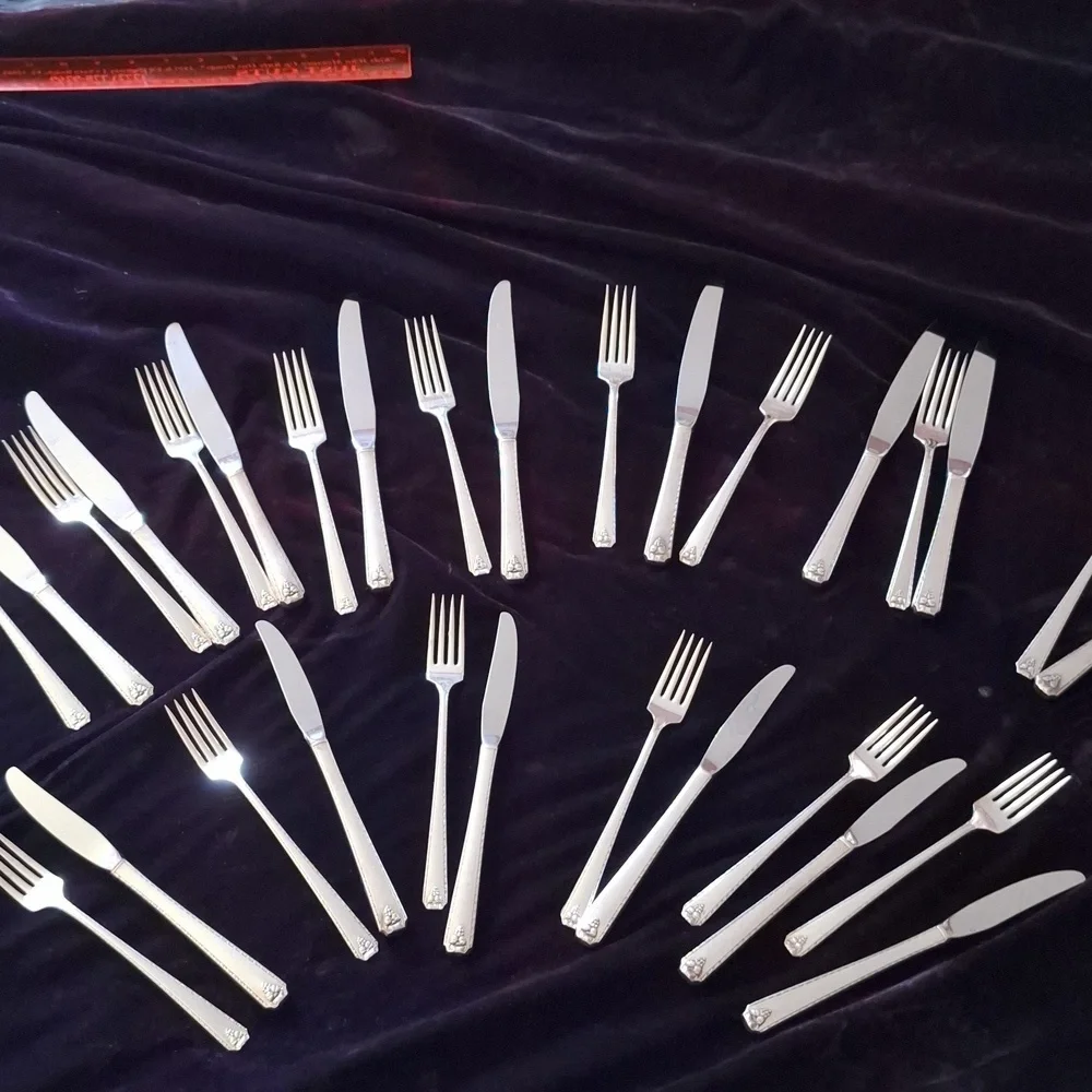 Prestige Silver Plate Vintage Prestine Forks and Knife  Set Lot 2